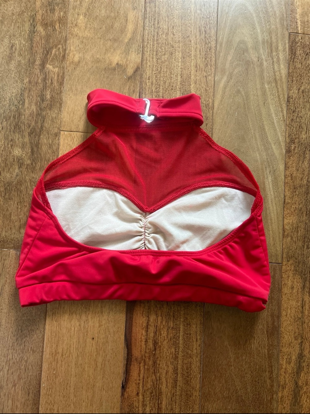 Red High-Neck Ruched Dance Top - Picture 2 of 3